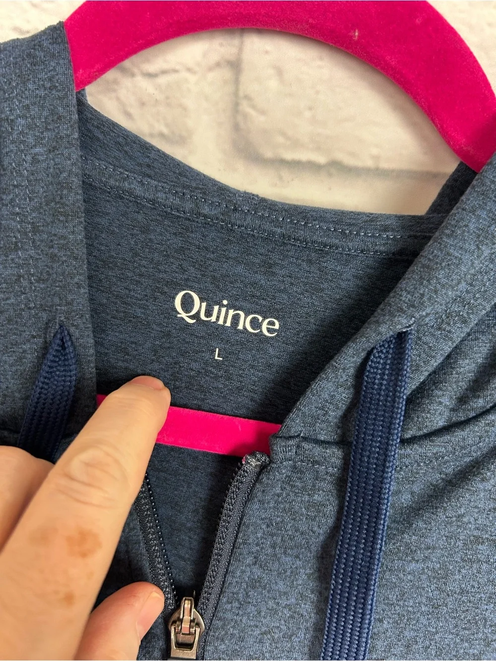 Quince Flowknit Full Zip Hoodie Women’s Large Heather Navy Stretch Athletic